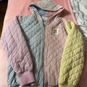 READ DESC* Teddy Fresh Pastel Colour Block Quilted Jacket with Bear Patch